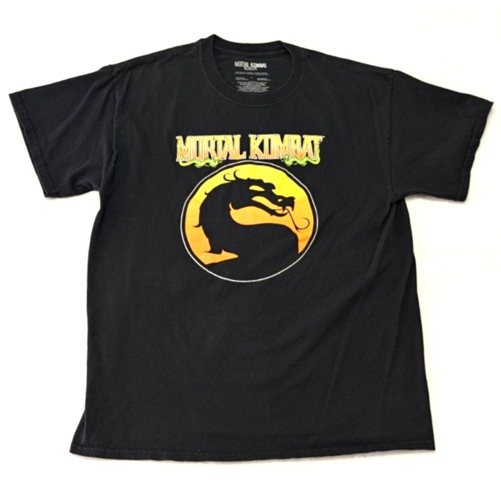 MORTAL KOMBAT Klassic Dragon Logo T-Shirt Men's LARGE Video Gamer Y2K VTG Style